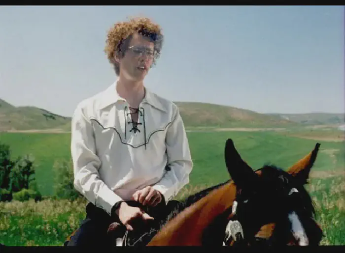 Napoleon Dynamite riding a horse